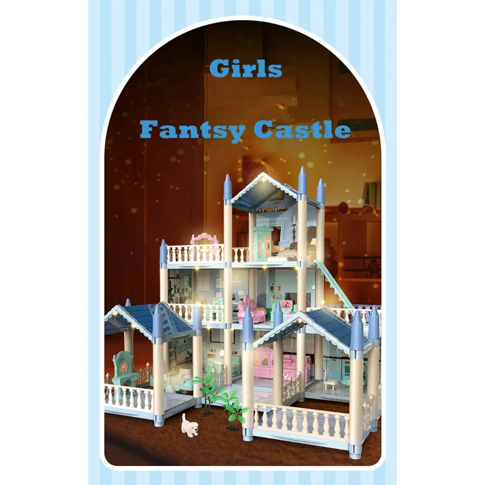 Diy Mini Doll House - 3d Assembling With Kids Walk-through Princess Castle, Led Lights, Birthday Surprise Toys