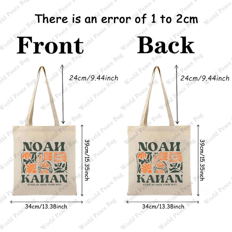 1pc Noah Kahan, Stick Seaso  patternTote Bag  Canvas Shoulder Bag For Travel Daily Commute Women's Reusable Shopping Bag