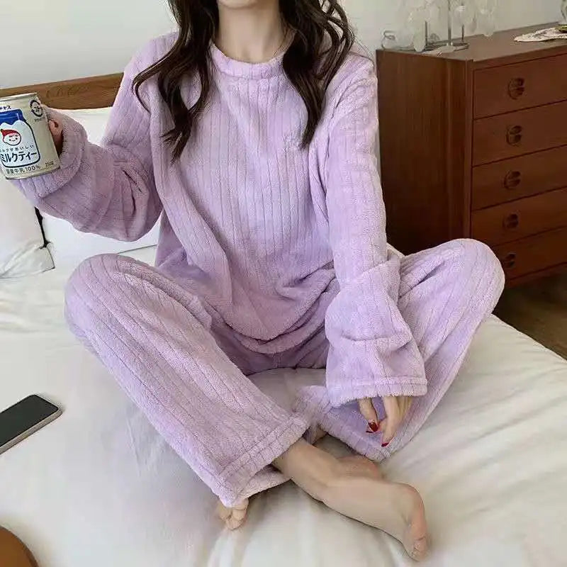 Winter Women's New Pajamas Homewear Suit Women's Fall and Winter Warm Clothes Coral Velvet Leisure Pajamas Padded Homewear