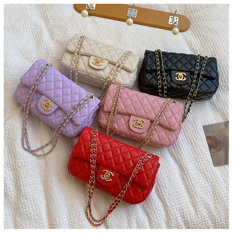 2024 New Simple Fashion Texture Diamond Grid Bag, Shoulder Cross Shoulder Chain Small Square Bag, High end Edition