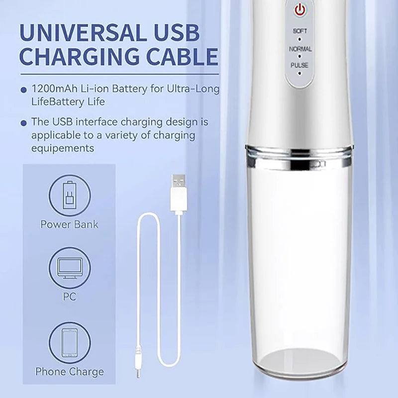 ﻿ Dental Floss Portable Cordless Oral Irrigator Cleaning 3 Modes Waterproof Rechargeable Dental Cleaner With 4 Nozzles Clean Gum