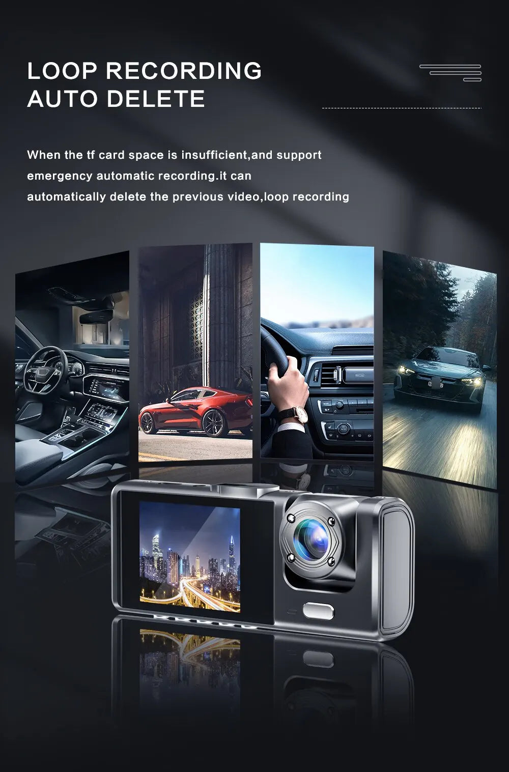 Dash Cam 1080P Car Video Recorder W/ IR Night Vision Loop Recording & 2