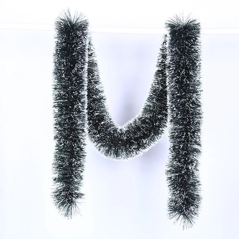 1PC About 2M Christmas Garland Home Party Wall Door Decor Christmas Tree Ornaments Tinsel Strips with Bowknot Party Supplies