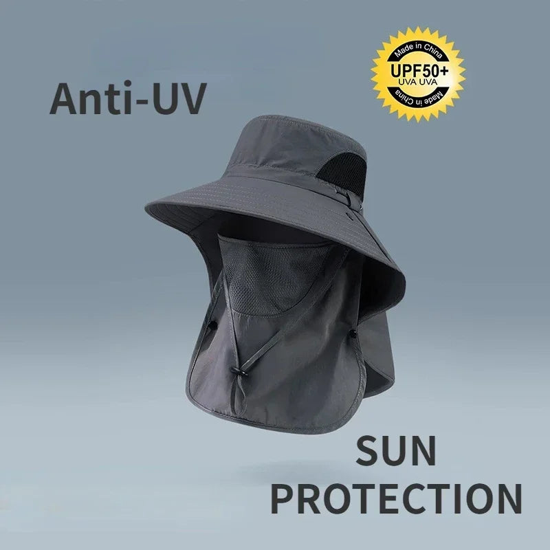 Summer Sun Hats UV Protection Outdoor Hunting Fishing Cap for Men Women Hiking Camping Visor Bucket Hat Neck Flap Fisherman Hat