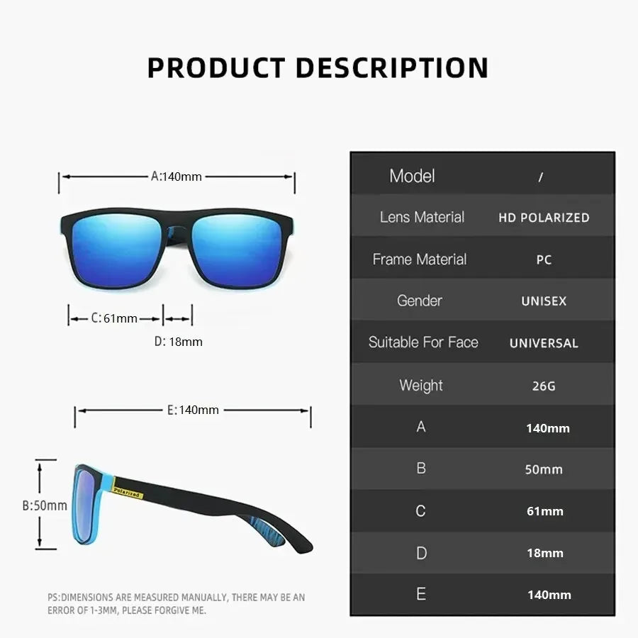 Polarized Cycling sunglasses Driving Fishing UV400 Eyewear Classic Square Sport Sun Glasses For Men Women Cycling Equipment