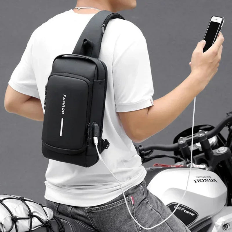 Men Anti Theft Chest Bag Shoulder Bags USB Charging Crossbody Package School Short Trip Messengers Bags Men's Oxford Sling Pack