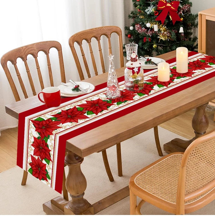 2024 Christmas Table Runners Merry Christmas Decoration for Home Tablecloth Table Cover Xmas Gifts Navidad Noel New Year 2025