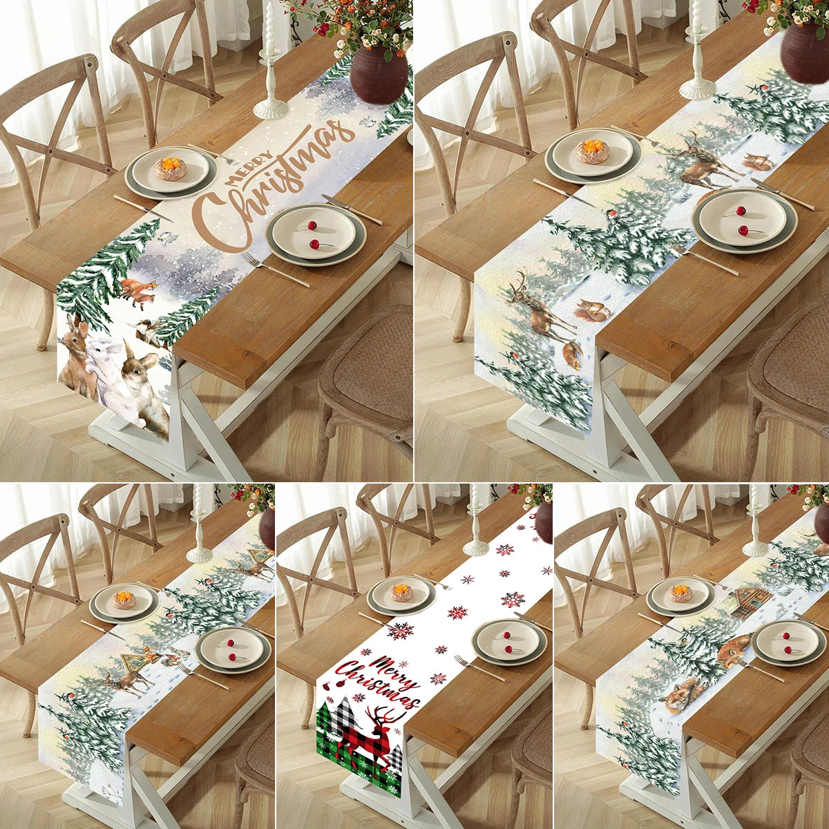 2024 Christmas Table Runners Merry Christmas Decoration for Home Tablecloth Table Cover Xmas Gifts Navidad Noel New Year 2025