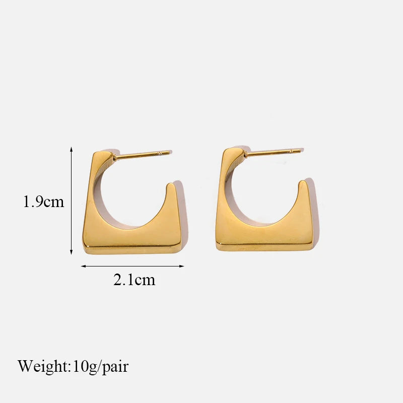 EILIECK 316L Stainless Steel Metal Hollow Hoop Huggie Earrings For Women High-quality Fashion Gold Color Ear Jewelry Accessories