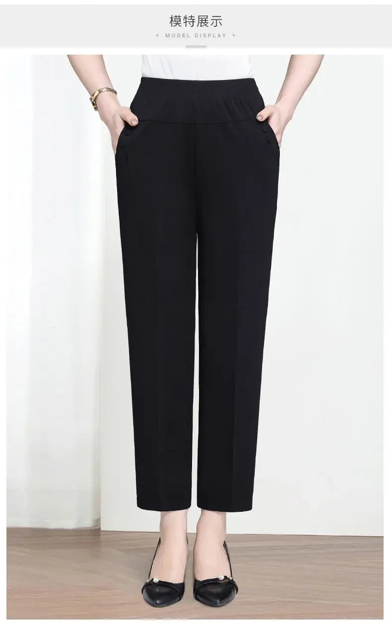 Women's High Waist Pants Spring and Summer Thin Stretch Women's Loose Trousers Casual Suit Pants Straight Office Ladies Clothes