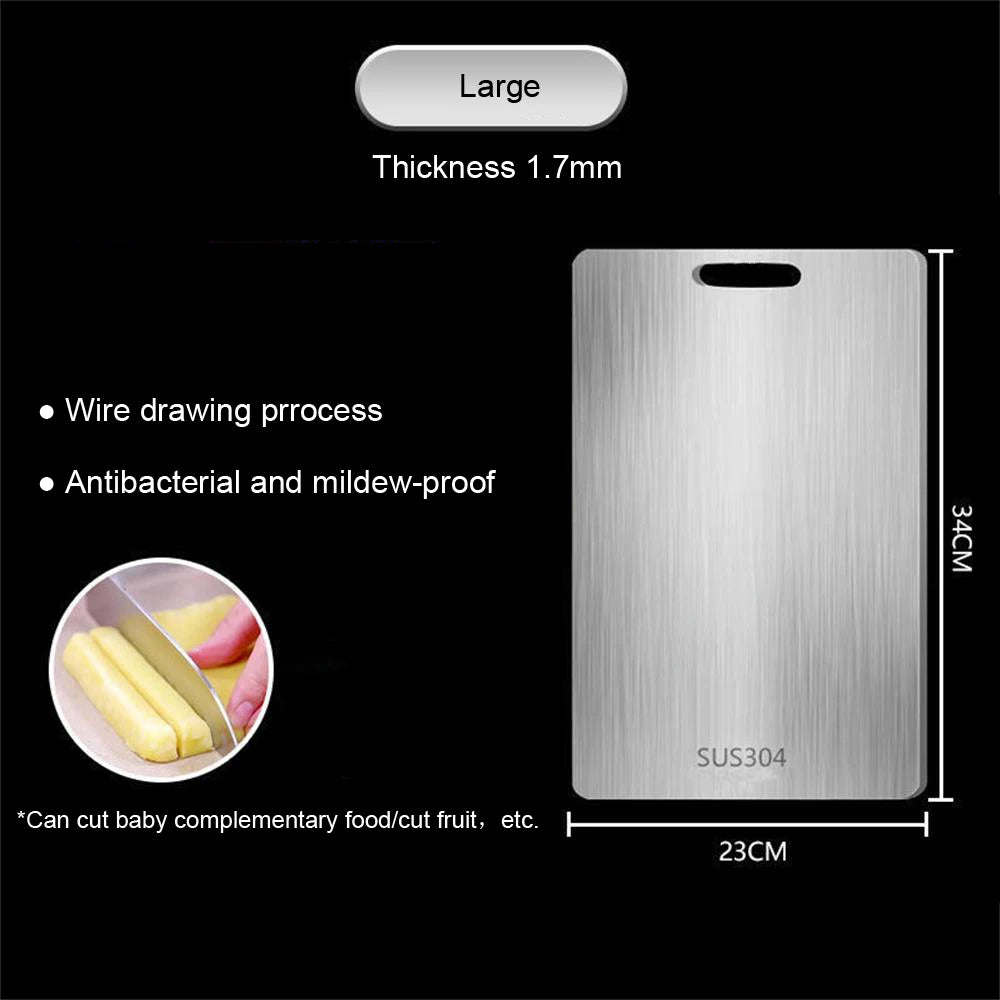 316 Stainless Steel Panel and Chopping Board Kitchen Household Thickened Double Sided Cutting Board Block Kneading Dough Board