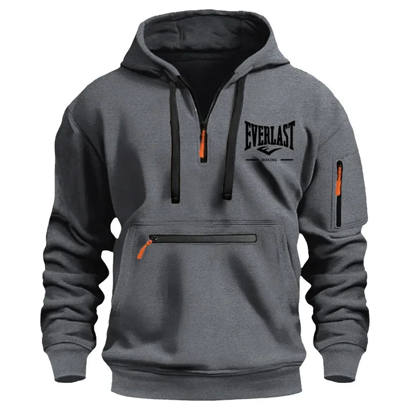 Outdoor casual men's hoodie, fashion autumn and winter multi-pocket zipper print men's and women's hoodie, sportswear, loose top