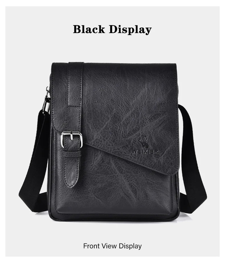 WEIXIER Men Retro Business Shoulder Bag New Fashion Brand PU Leather Handbag Versatile Travel Crossbody Tote Bags Toolkit 2024