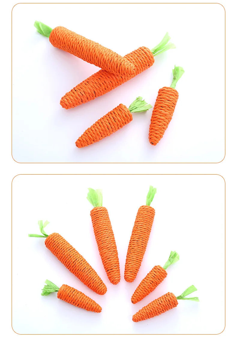 Cat Toy Carrot Sound Pet Products Bite Resistant Paper Rope Scratcher Clean Teeth Interactive Play Cat Carrot Chew Toy for Cat