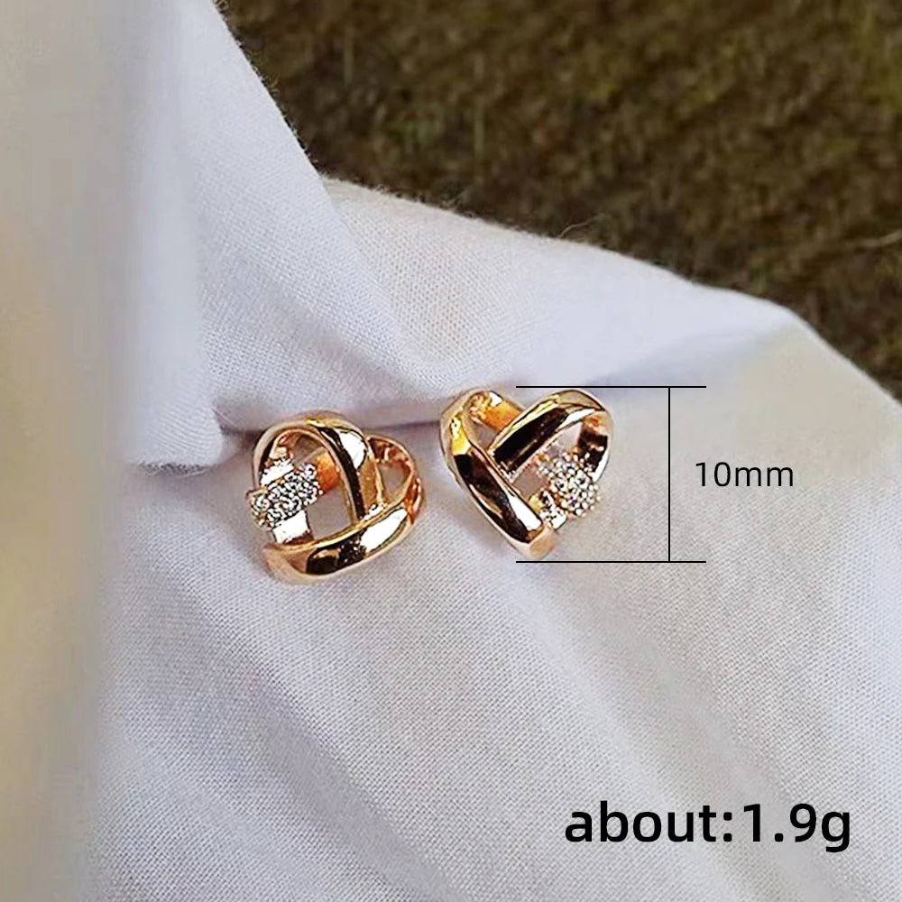 Huitan Eternity Love Earrings Ear Stud Piercing Silver Color/Gold Color Fashion Heart Earrings for Women Chic Wedding Jewelry