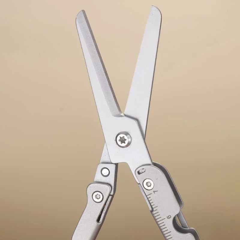 Big Scissors With Back Clip Graduated Scale Multi Functional Mini Portable Folding Scissors Combination Tool Outdoor Tools