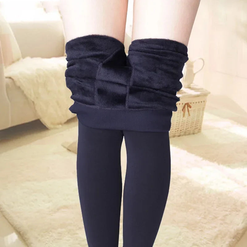 Women Winter Leggings Girls Warm High Waist Solid Color Velvet Stocking Thickened Soft Comfortable Pantyhose Fashion Accessories