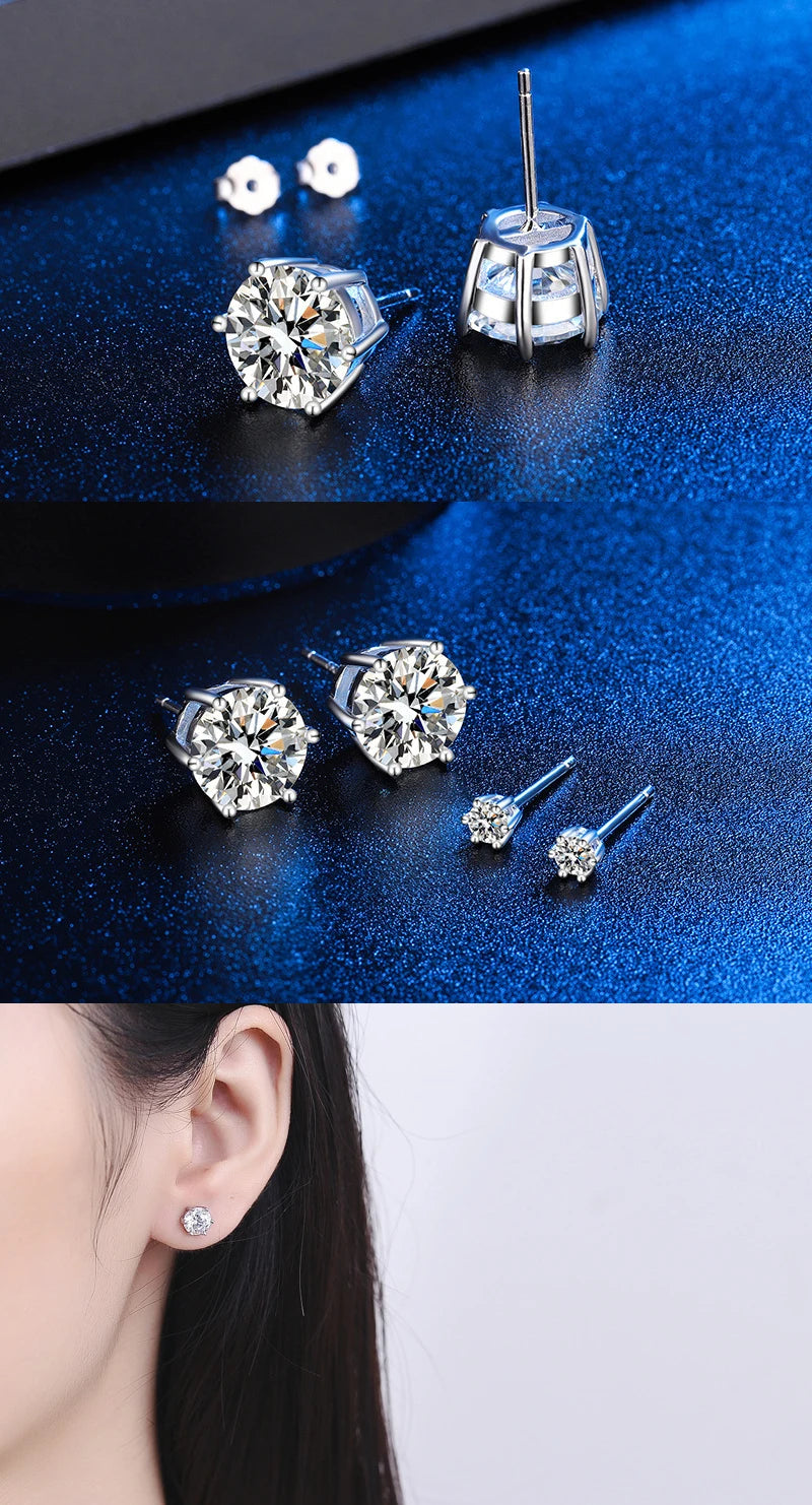 B Moissanite Studs Earrings Pass Diamond tester Pen For Men Women 18K Platinum Plated Bride Wedding Gemstone 925 Silver Earrings