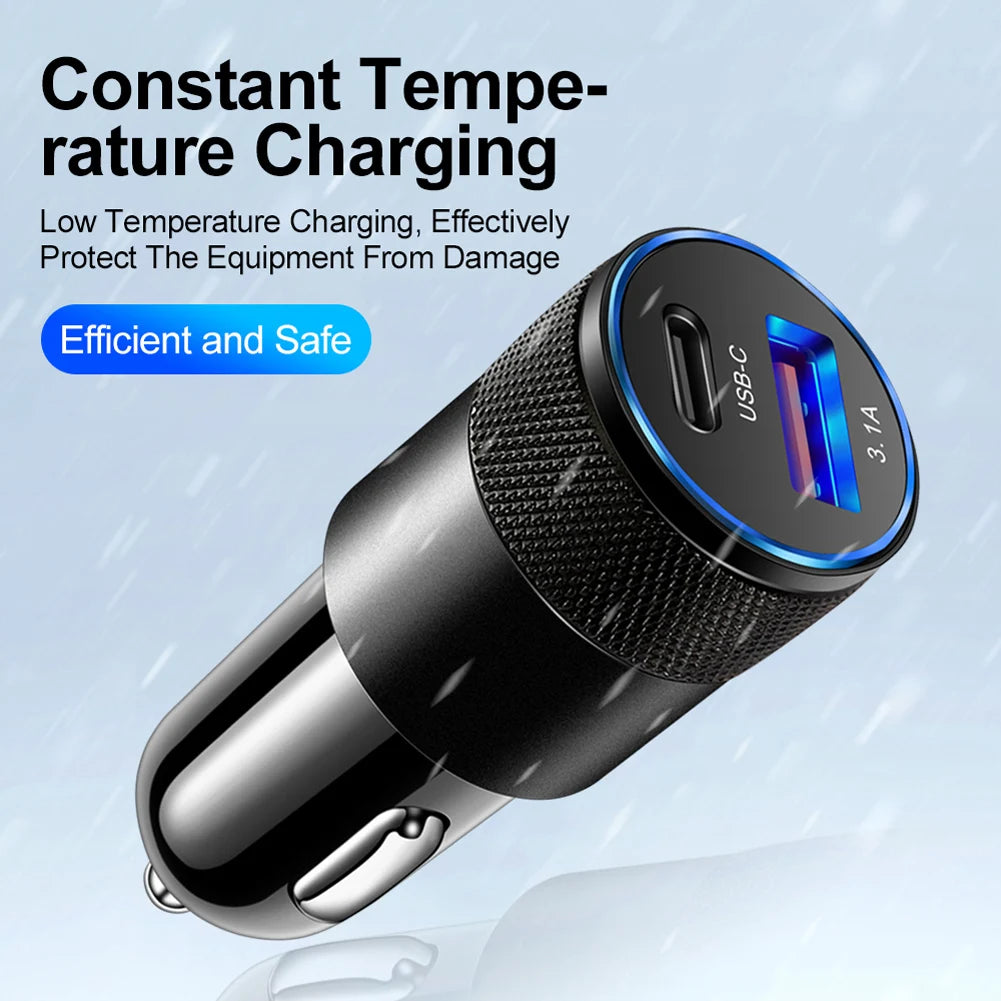 65W Quick Charge 3.0 Car Charger Cigarette Lighter Adapter USB Type C Fast Chargin Socket Power Outlet Interior Replacement Part