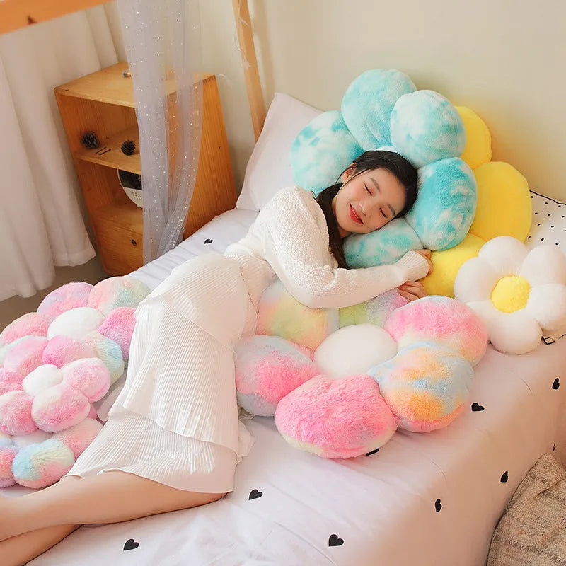 30-65cm Kawaii Colorful Flower Plush Pillow Cushion Soft Sunflower Plant Mat Stuffed Sofa Bed Sleeping Back Cushion Decor Gifts