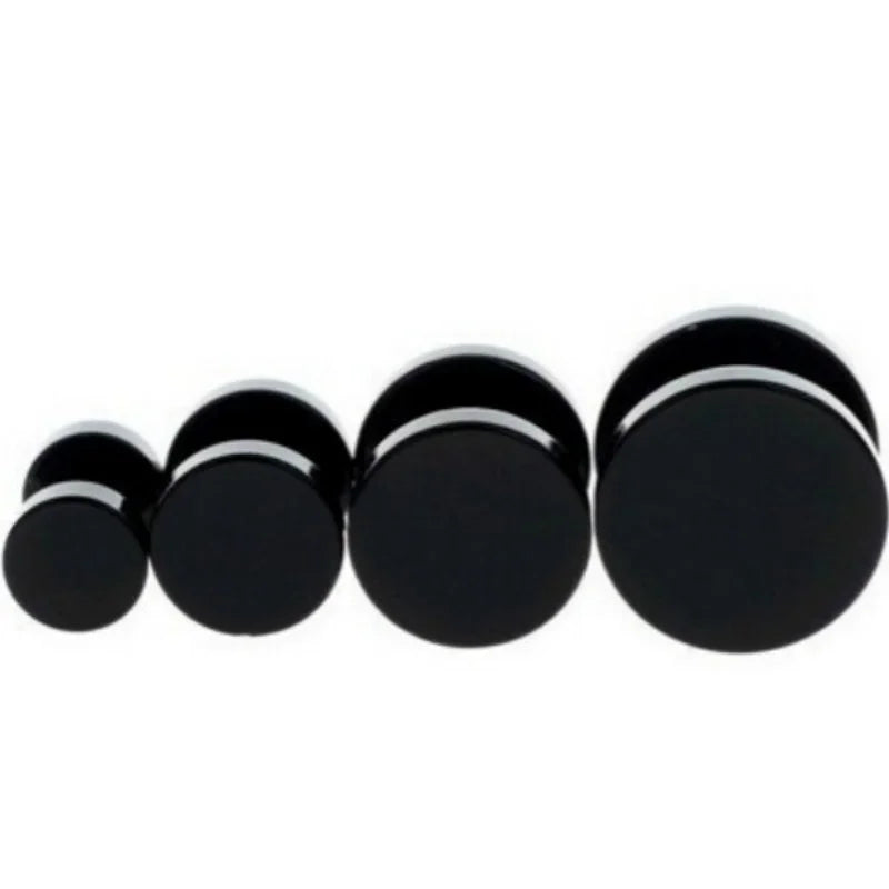 2 Pcs/1 SetBlack Stainless Steel Fake Cheater Ear Plugs Gauge Body Jewelry Pierceing Men's Earring Fashion Personalized Ear Item