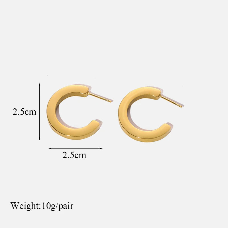 EILIECK 316L Stainless Steel Metal Hollow Hoop Huggie Earrings For Women High-quality Fashion Gold Color Ear Jewelry Accessories