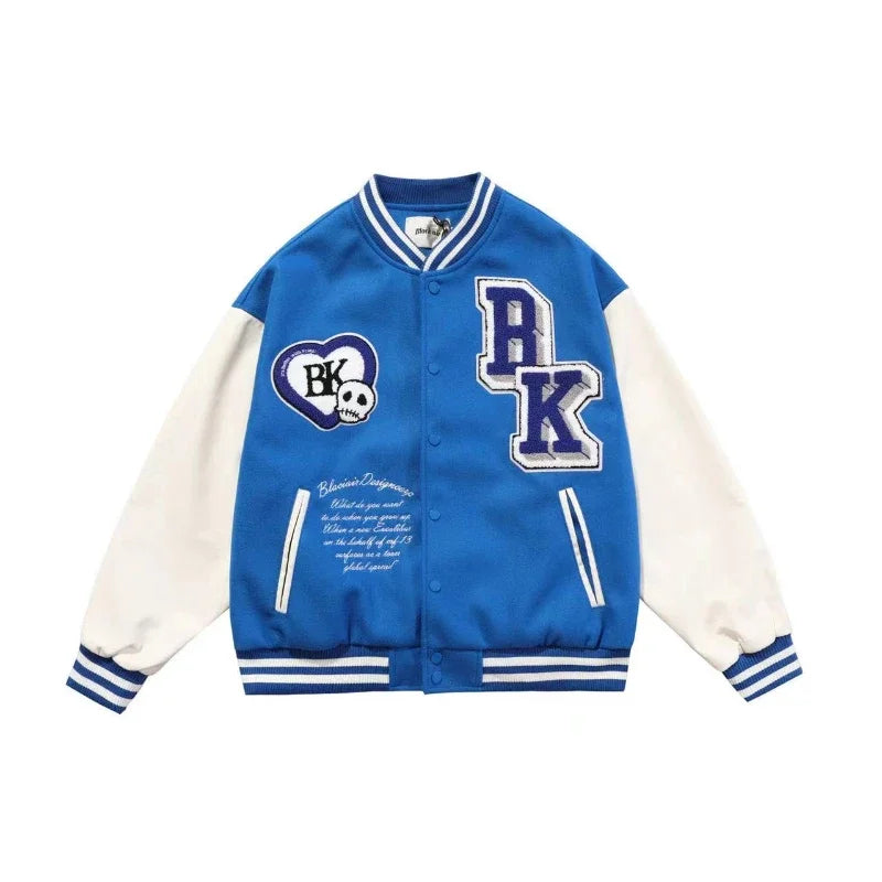 90 Street retro baseball uniform letter embroidery Y2K casual loose Joker high street coat couple Harajuku style sports