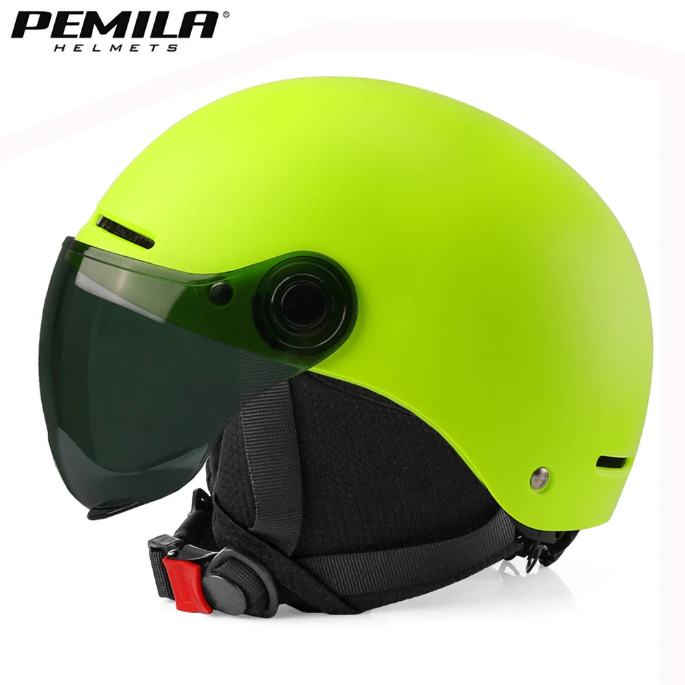 PEMILA New Full edge wrapping process Cycling Helmet With Goggles Lens Ear Protection Bicycle Helmet MTB Road E-Bike Bike Helmet