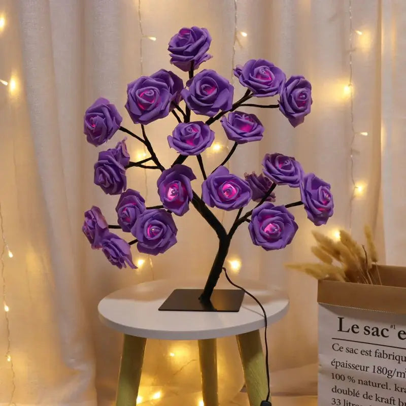 24 LED Fairy Flower Tree Table Lamps Maple Leaf Lamp Rose Night Light USB Operated Gifts for Wedding Party Hallowmas Decoration