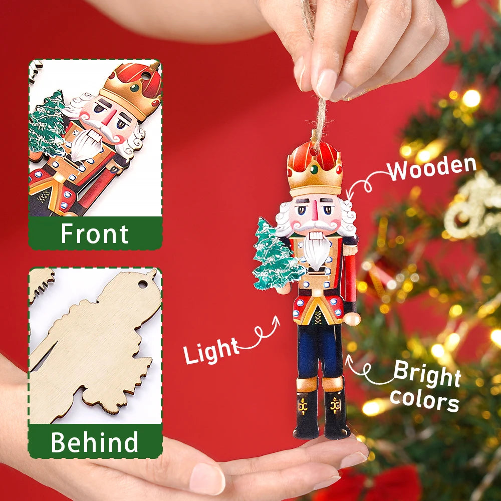 12/24/36Pcs Christmas Wooden Pendant Nutcracker Soldier Hanging Ornament Wood Gift For Xmas Tree New Year Party Home Decoration