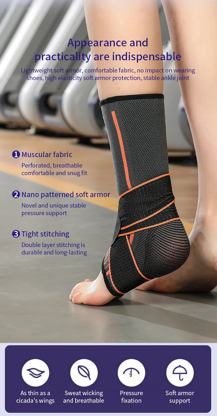 1PC Pressurized Bandage Ankle Support Ankle Brace Protector Foot Strap Elastic Belt Fitness Sports Gym Badminton Accessory