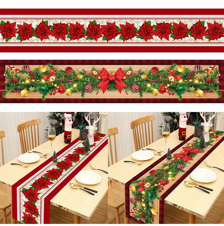 2024 Christmas Table Runners Merry Christmas Decoration for Home Tablecloth Table Cover Xmas Gifts Navidad Noel New Year 2025