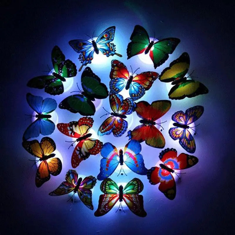 1~4 PCS Pasteable 3D Butterfly Night Lights Luminous Led Wall Sticker Lamps Creative DIY Decorative Light Home Decoration Light