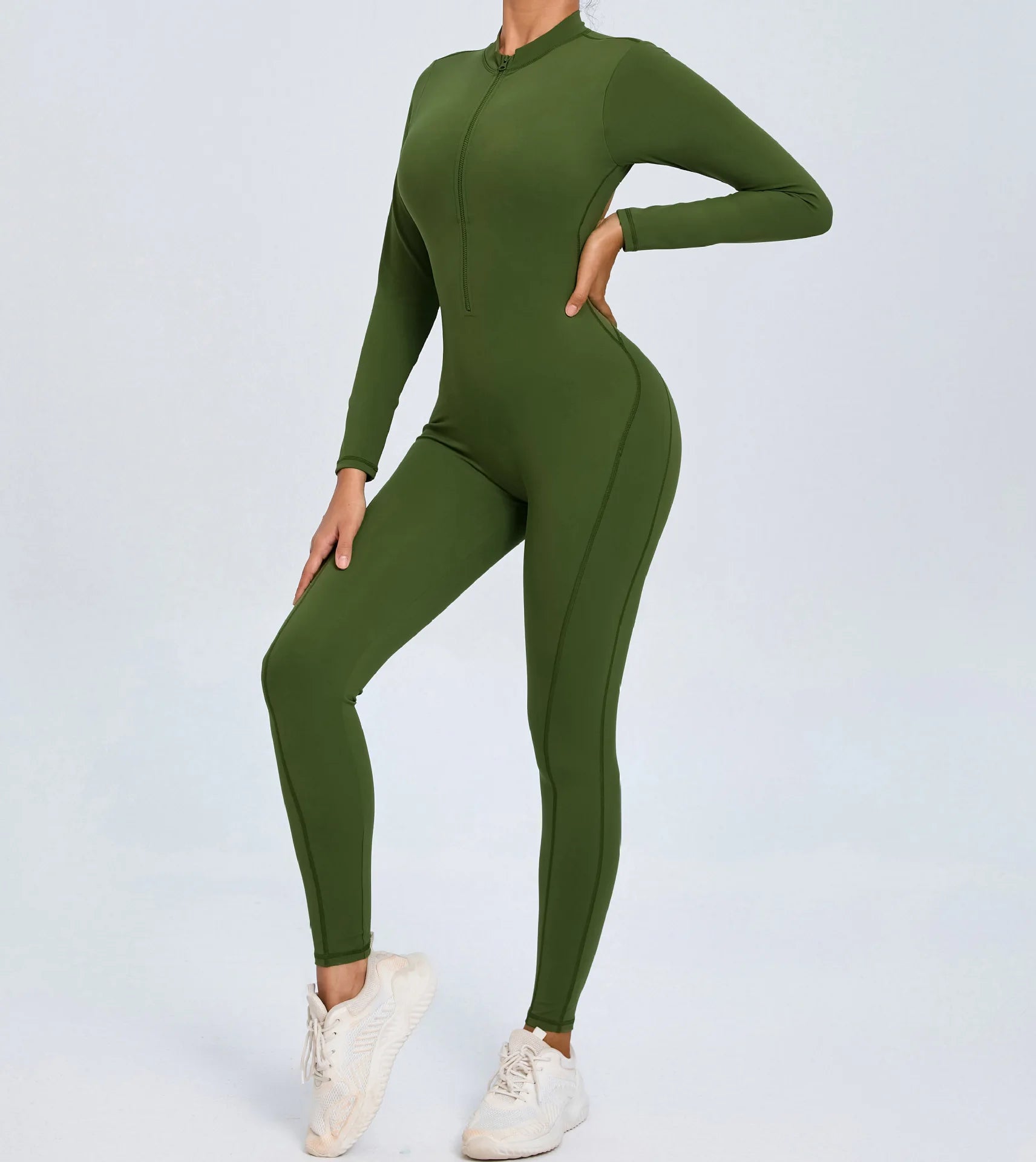 Fashion Hollow Backless Sport Jumpsuit Women's Tracksuit Long Sleeve Zipper Fitness Overalls One Piece Gym Set Workout Clothing