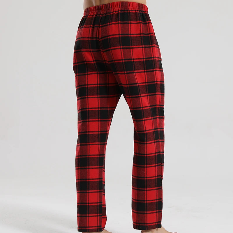 Fashion Casual Checked Red Tartan Pajama Pants Soft Comfortable Elastic Waistband New Men's Checkered Sleepwear Home Lounge Pant