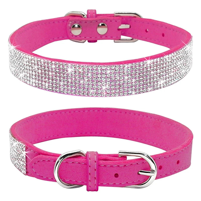 Dog Collar Crystal Glitter Rhinestone Pet Collars Zinc Alloy Buckle Collar For Small Medium Dogs Cats Chihuahua Pug Dog Collar