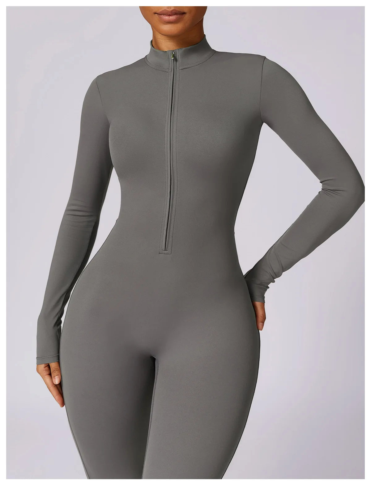 Yoga Jumpsuit Women Seamless Sports Zipper Jumpsuit Set Gym Long Sleeve Fitness Suit Elastic Gym Workout Bodysuit Athletic Wear