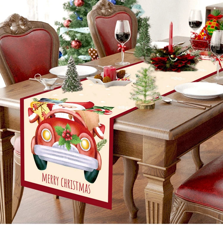 2024 Christmas Table Runners Merry Christmas Decoration for Home Tablecloth Table Cover Xmas Gifts Navidad Noel New Year 2025