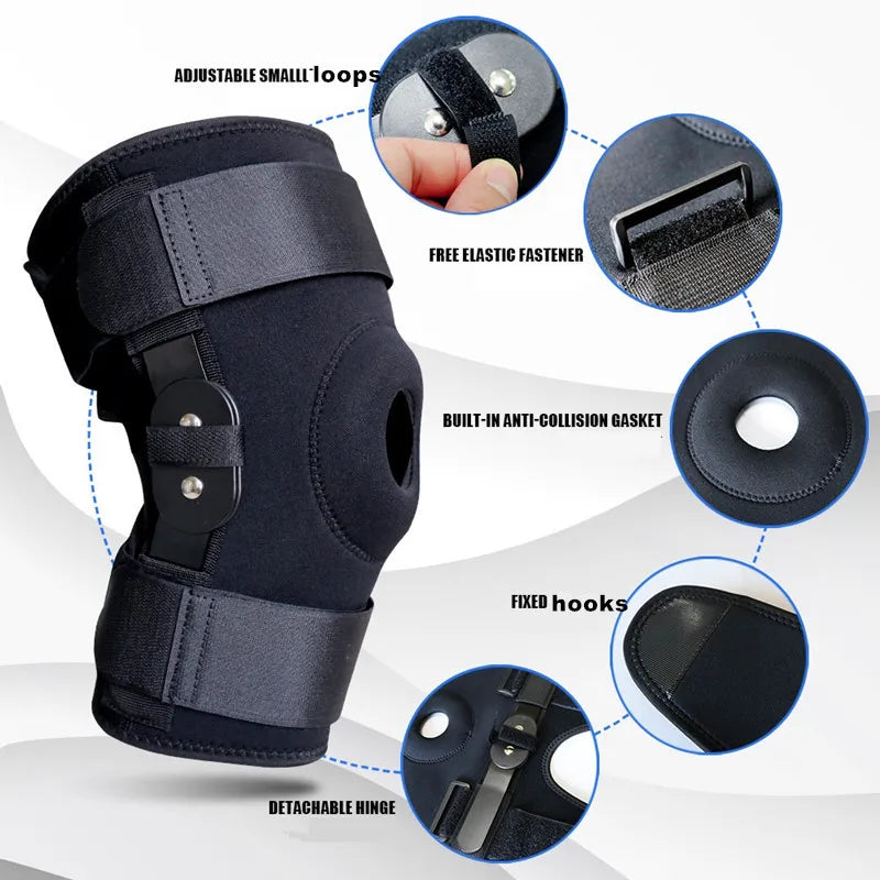 Hinged Knee Brace for Meniscus Tear: Adjustable Support for Knee Pain w/ Removable Metal Hinges & Built-in Side Stabilizers Knee