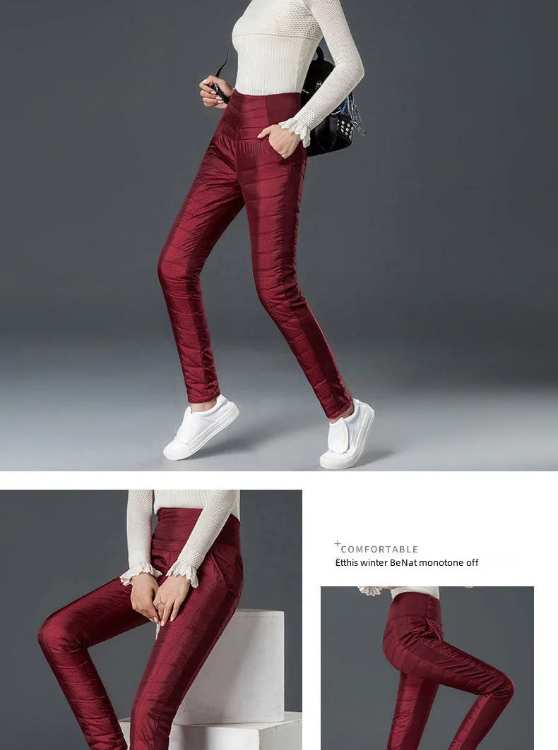 Winter New Style High-waisted Thickened Downcotton Wadded Trousers Women's Slimming Cotton Wadded Pants Windproof Warm Outerwear