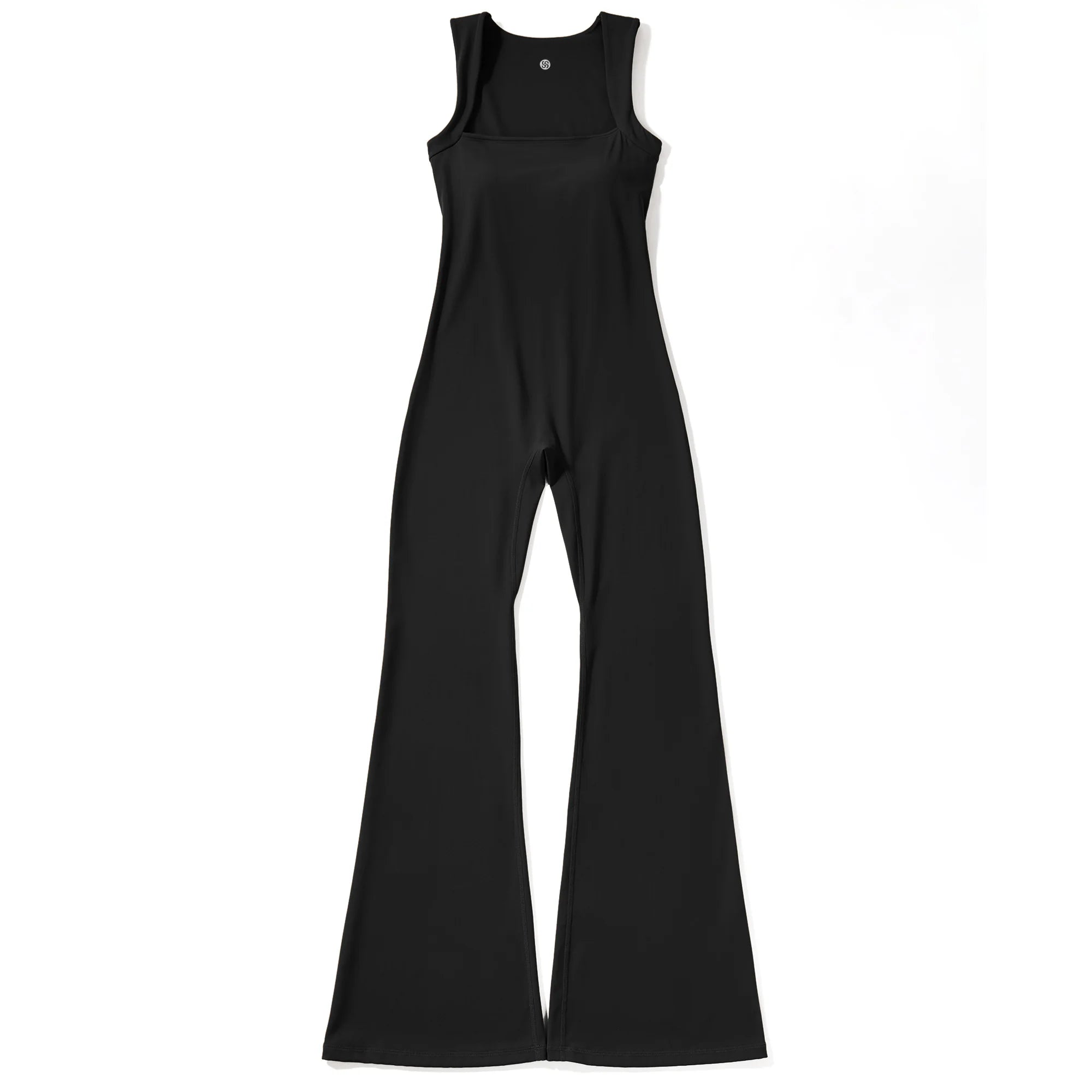 Women's Sleeveless Bodysuit Flared Pants  Square Neck Full Seasons Casual Fitness Playsuit Sleeveless  Streewear Jumpsuits  Lady