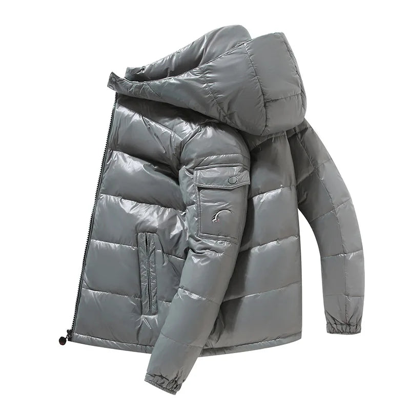 Winter New Short Duck Down Jacket Men's and Women's Fashion Brand Thickened Warm Cold Proof Zipper Hooded Pocket Padded Coat