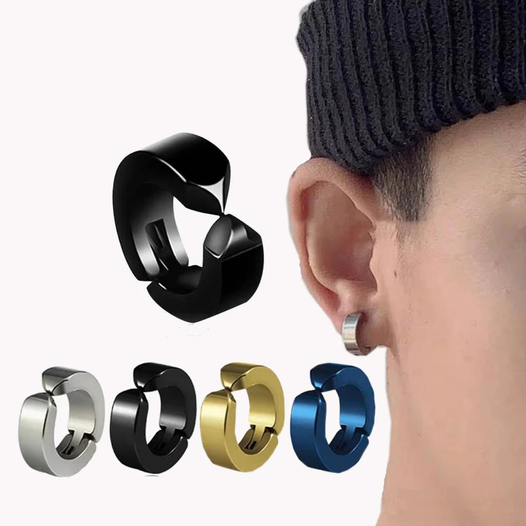 Punk Non Piercing Clip for Man Woman Titanium Steel Magnetic Type Stud Earrings Teens Hip Hop Style Ear Ring Jewelry Accessories