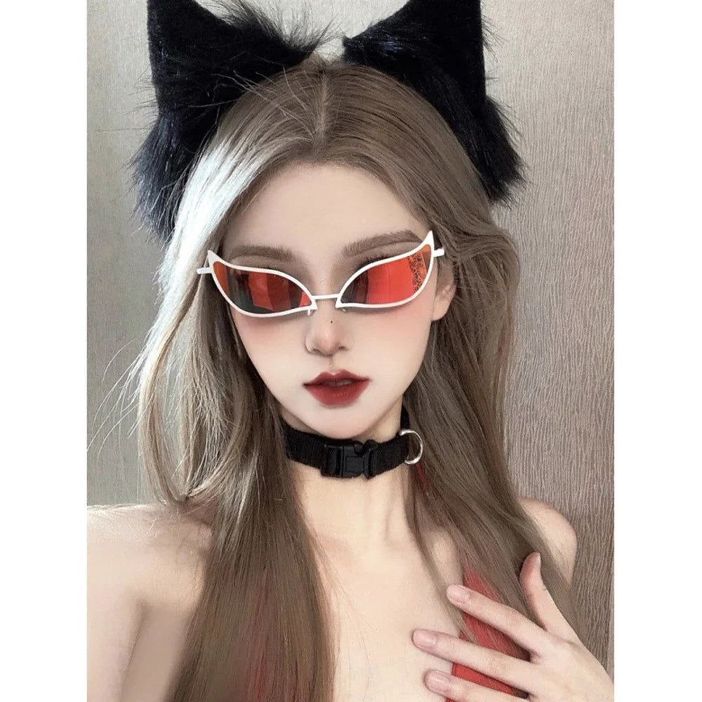 Donquixote PVC Sunglasses Doflamingo Cosplay Glasses Anime Cat Eye Sunglasses for Women Men Funny Christmas Gift Party Props