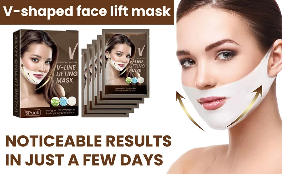 V Shaped Slimming Face Mask 5pcs Double Chin Reducer Strap Chin Contour Firming Tightening Strap Face V Line Lifting Mask