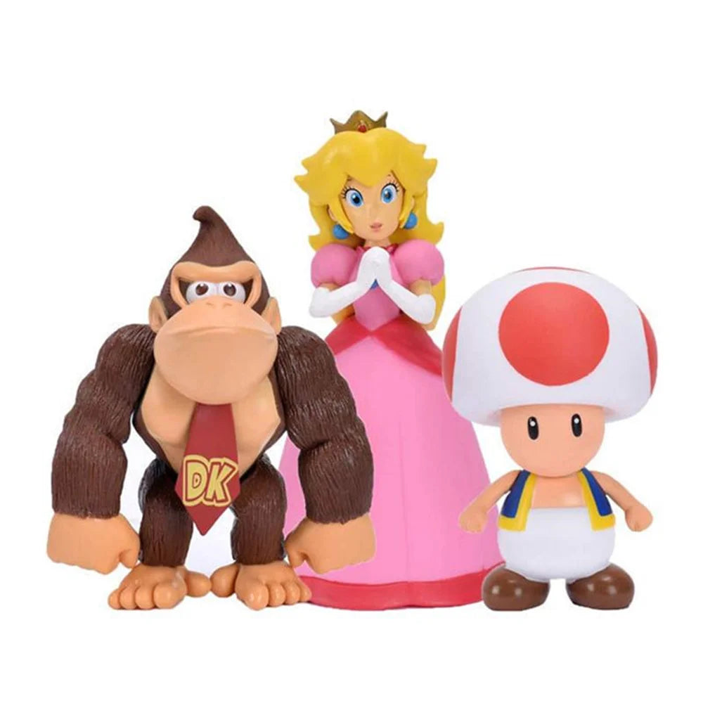 Super Mario Bros Dolls Yoshi Princess Peach Toad Anime PVC Action Figure Toys Mario Luigi Decoration Model Kids Toys Gifts