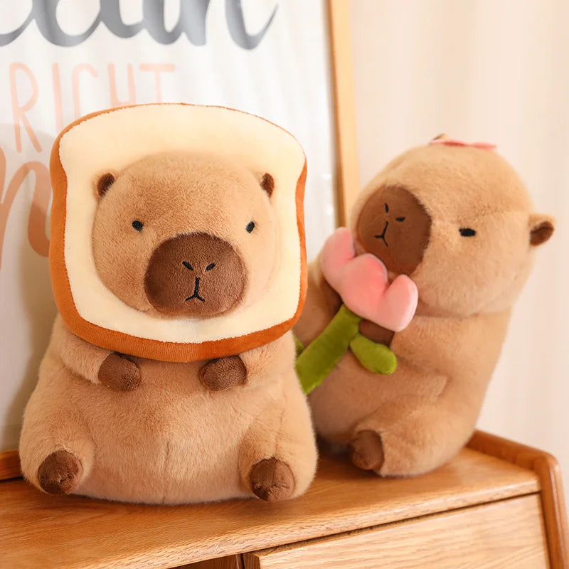 Lotus leaf Capybara Plush Toy Turtle Oyster Bee Bckpack Capibara Cosplay Unicorn Dinosaur Boba Bread Ring Decor Stuffed Animals