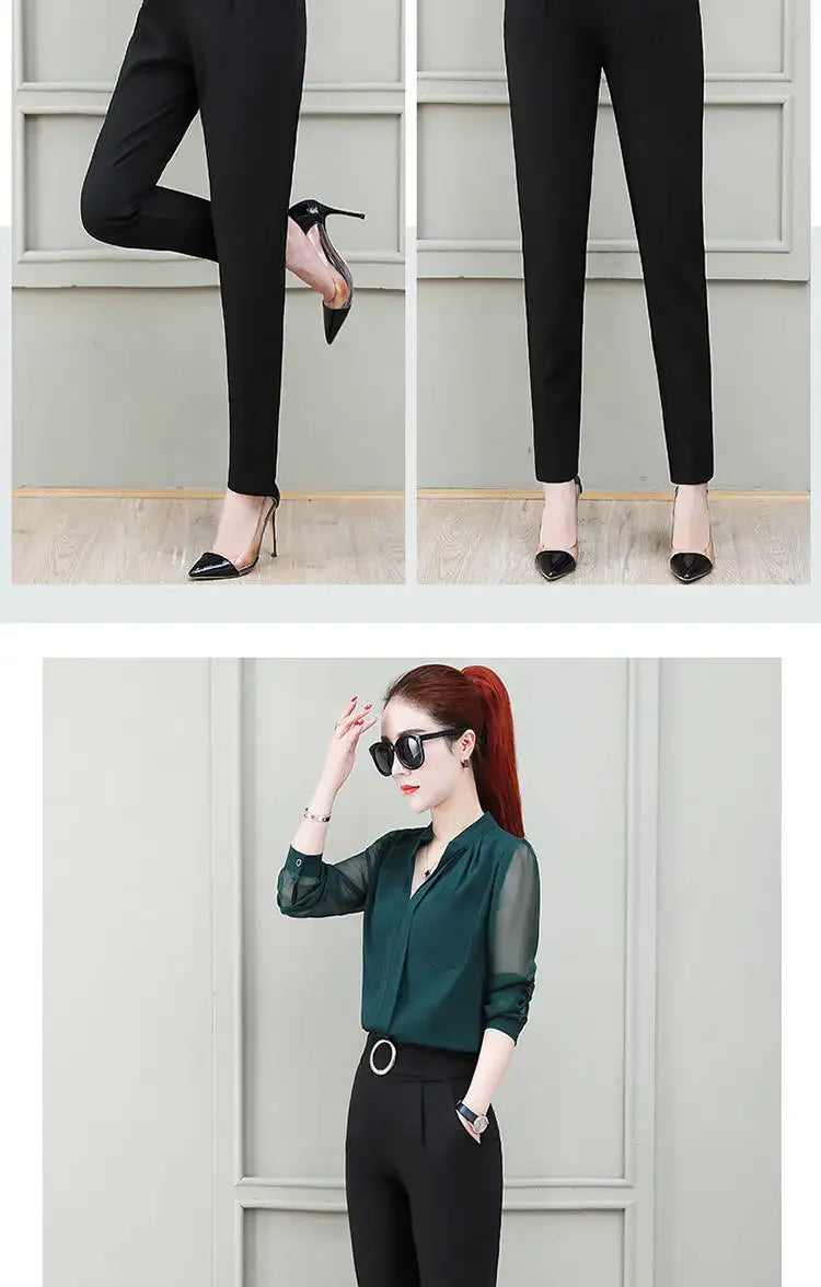 Women's High Waist Pants Spring and Summer Thin Stretch Women's Loose Trousers Casual Suit Pants Straight Office Ladies Clothes