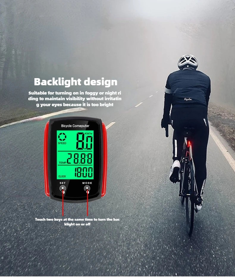 Wired Bike Computer LED Digital Bicycle Speedometer Odometer Touchscreen Cycling Computer Waterproof with Backlight