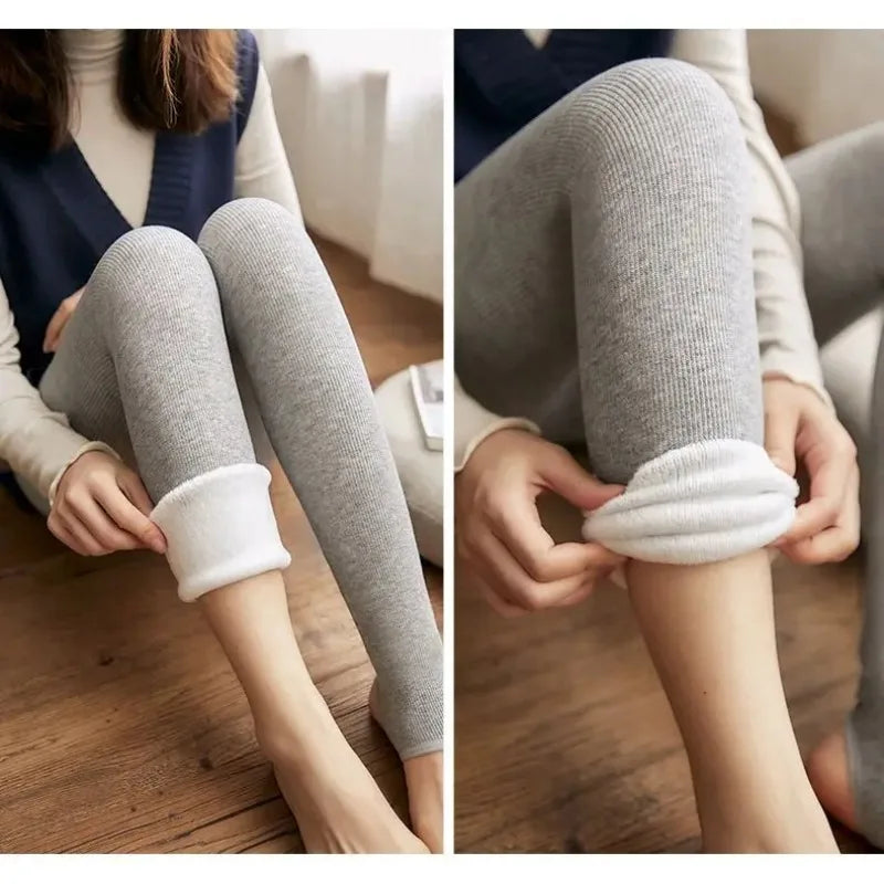 Women Winter Warm Leggings Thick Trousers Warm Fleece Plus Size Long Thicken Pants Fashion Casual Soild Color Leggings